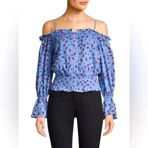 PARKER - Tori Cold Shoulder Smocked Waist Floral Blouse
